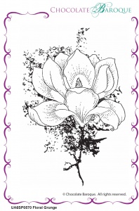 Floral Grunge individual unmounted rubber stamp  - A6